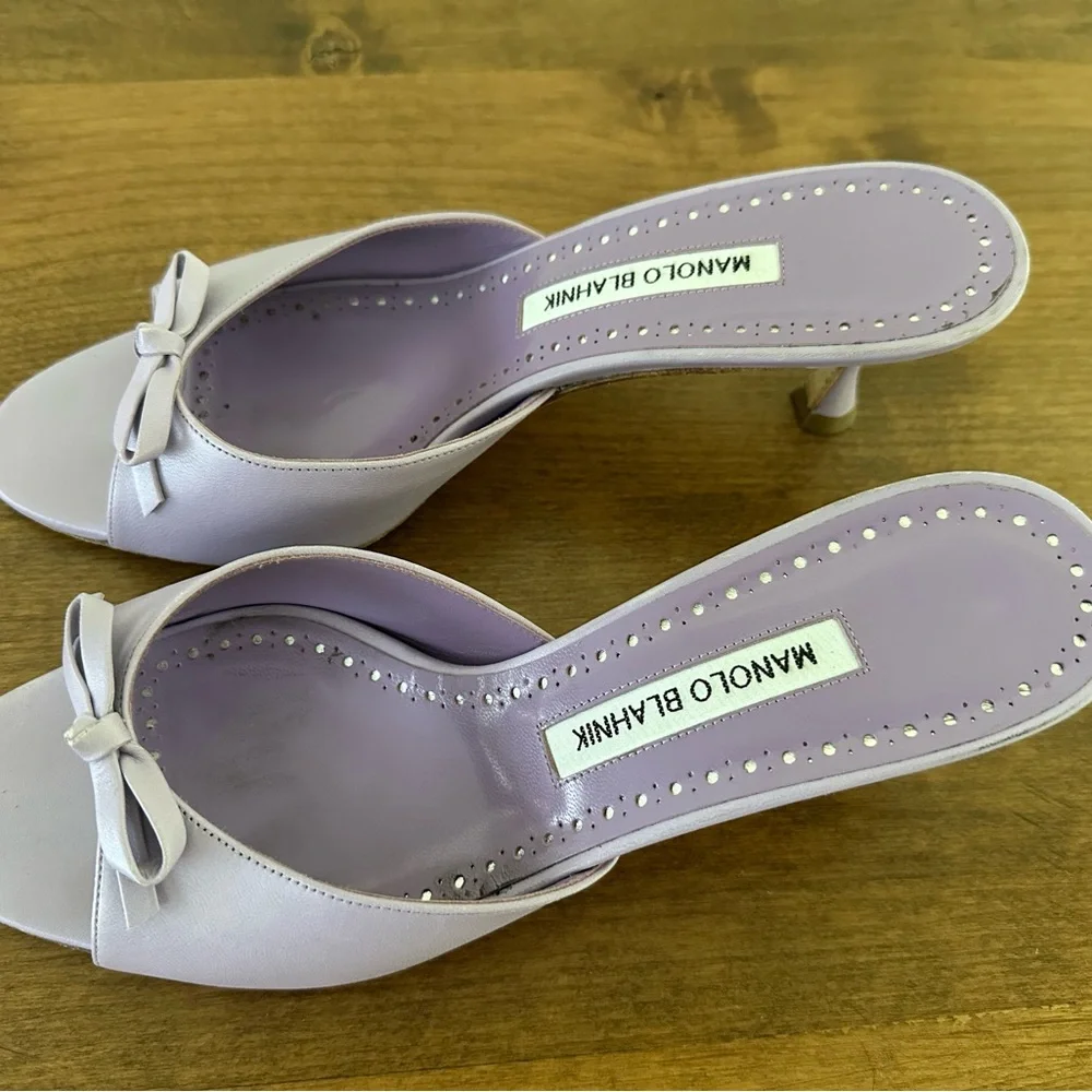Manolo Blahnik Lavender Open-Toe Heels EU 39 - Picture 2 of 5
